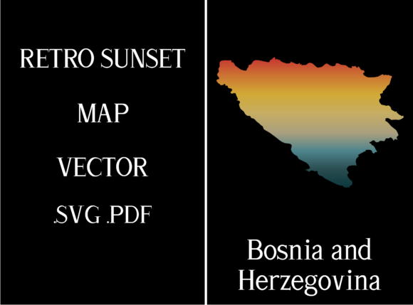 Bosnia and Herzegovina Retro Sunset Map Review