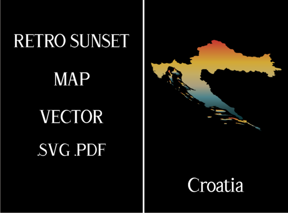 Croatia Retro Sunset Map Review