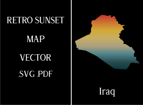 Iraq Retro Sunset Map Review