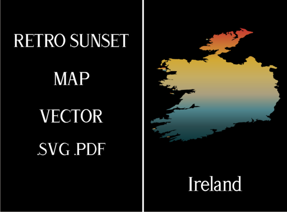 Ireland Retro Sunset Map Review
