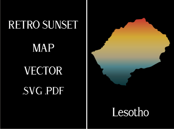 Lesotho Retro Sunset Map Review