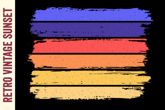 Retro Sunset Vintage Landscape Brush Svg