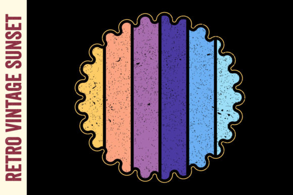 Retro Vintage Sunset Badge Texture SVG